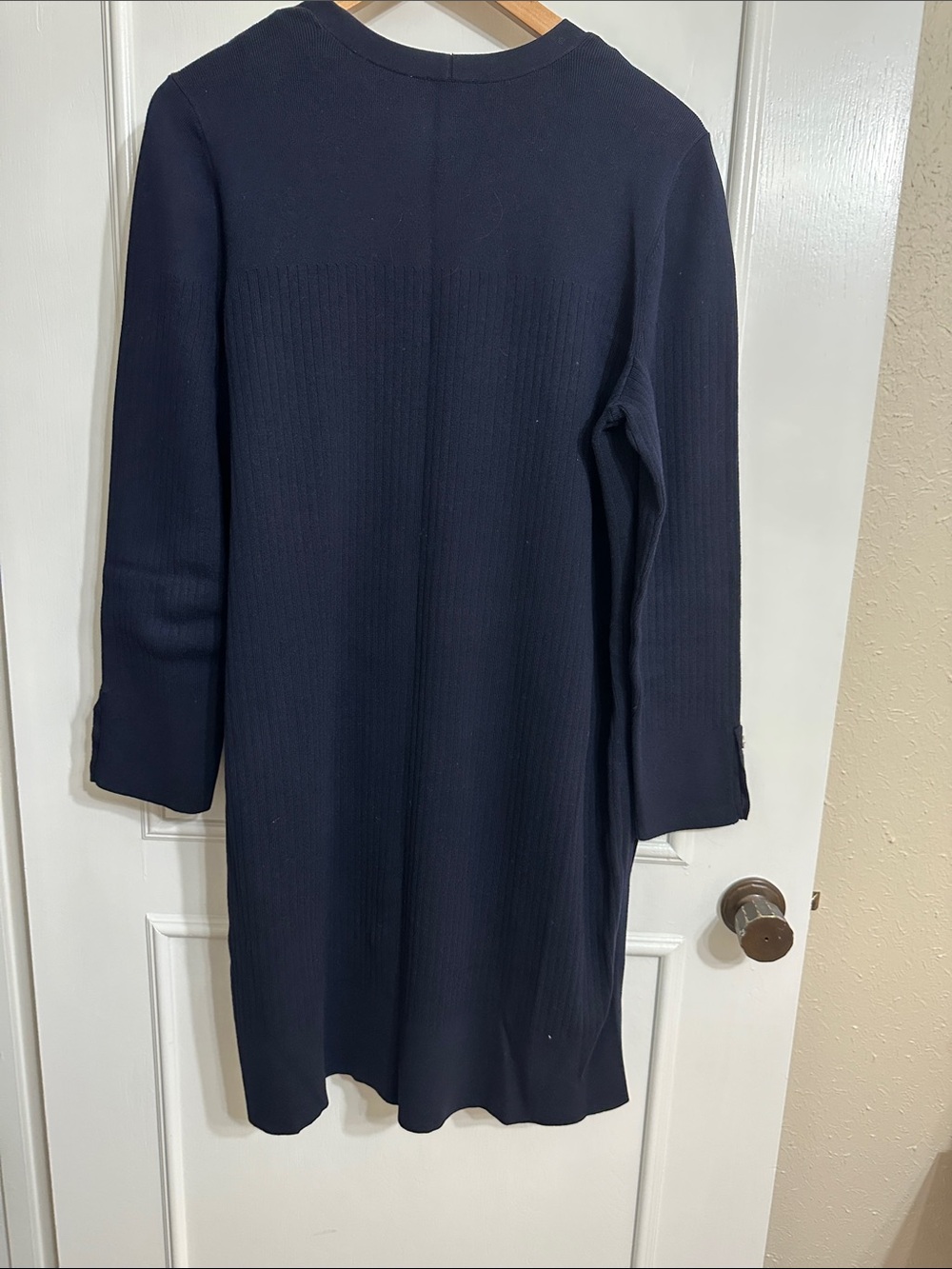 Talbots Navy Open-Front Ribbed Cardigan Duster with Button Detail Cuff Size XL - Picture 5 of 5
